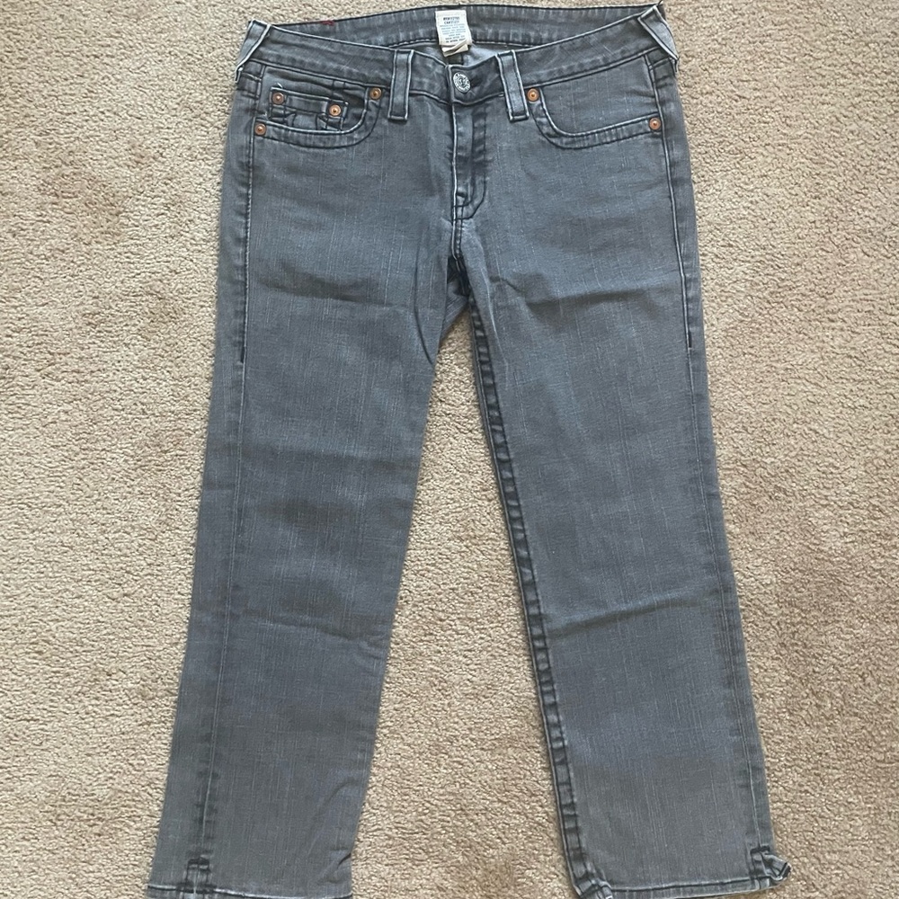 True Religion Women's Gray Straight Leg Jeans